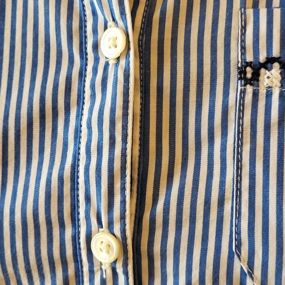 J Crew XSmall Cotton Striped Shirt Dress Blue/White